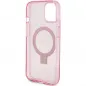 Apple iPhone 15 Plus Hülle Guess Glitter Script Logo - Ring stand MagSAFE  Rosa