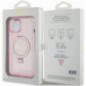 Apple iPhone 15 Plus Hülle Guess Glitter Script Logo - Ring stand MagSAFE  Rosa