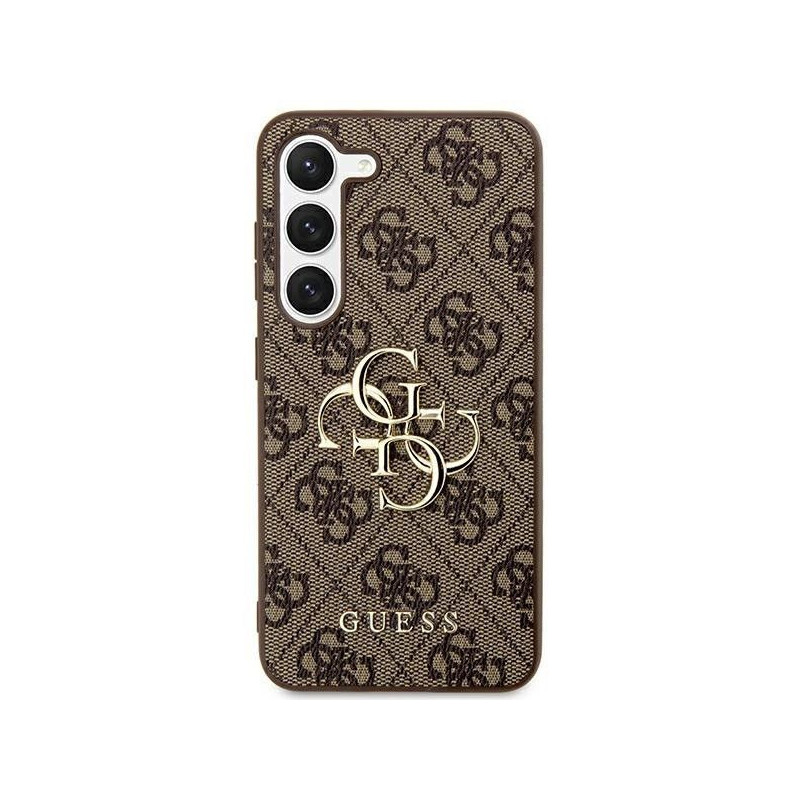 Samsung Galaxy S24 Hülle Guess Leather 4G Metal Logo Braun