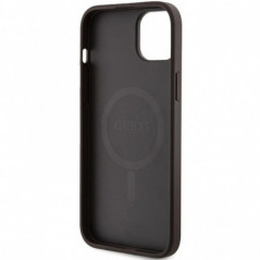 Apple iPhone 15 Plus Hülle Guess Leather 4G Metal Logo Braun