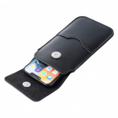 Apple iPhone 7 Universaletui, Gürtelholster ROYAL - Leather universal flap pocket Schwarz