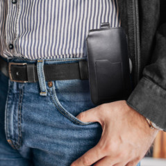 Apple iPhone 13 Universaletui, Gürtelholster ROYAL - Leather universal flap pocket Schwarz