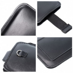 Apple iPhone 13 Universaletui, Gürtelholster ROYAL - Leather universal flap pocket Schwarz