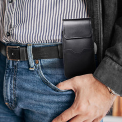 Samsung Galaxy S21 Ultra 5G Universaletui, Gürtelholster ROYAL - Leather universal flap pocket Schwarz