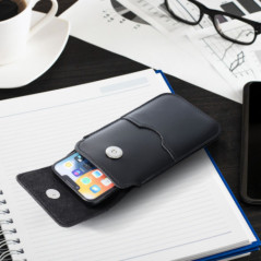 Samsung Galaxy S21 Ultra 5G Universaletui, Gürtelholster ROYAL - Leather universal flap pocket Schwarz