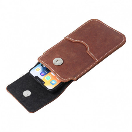 Oppo A98 5G Universaletui, Gürtelholster ROYAL - Leather universal flap pocket Braun