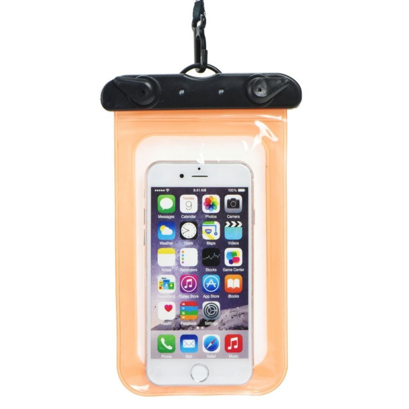 Wasserdichte Handytasche mit Kunststoffverschluss – Orange