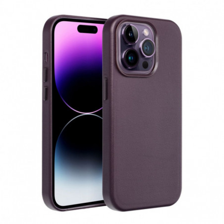 Apple iPhone 16 Plus Hülle Leather Mag Cover Elegant  MagSAFE  Dunkelviolett