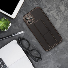 Samsung Galaxy S24 FE Hülle LEATHER Case Kickstand Schwarz