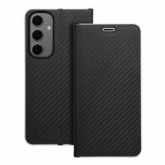 Samsung Galaxy S24 FE Book Handytaschen LUNA Book Carbon Kohlenstoff-Faser, Elegant  Schwarz