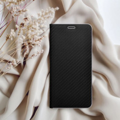 Samsung Galaxy S24 FE Book Handytaschen LUNA Book Carbon Kohlenstoff-Faser, Elegant  Schwarz