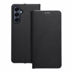 Samsung Galaxy A16 Book Handytaschen LUNA Book Carbon Kohlenstoff-Faser, Elegant  Schwarz