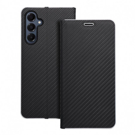 Samsung Galaxy A16 Book Handytaschen LUNA Book Carbon Kohlenstoff-Faser, Elegant  Schwarz