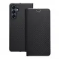 Samsung Galaxy A16 Book Handytaschen LUNA Book Carbon Kohlenstoff-Faser, Elegant  Schwarz
