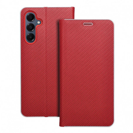 Samsung Galaxy A16 Book Handytaschen LUNA Book Carbon Kohlenstoff-Faser, Elegant  Rot