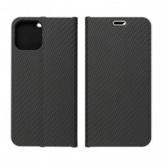 Apple iPhone 16 Plus Book Handytaschen LUNA Book Carbon Kohlenstoff-Faser, Elegant  Schwarz