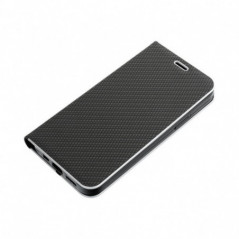 Apple iPhone 16 Plus Book Handytaschen LUNA Book Carbon Kohlenstoff-Faser, Elegant  Schwarz