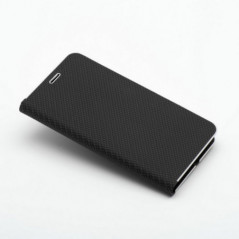 Apple iPhone 16 Plus Book Handytaschen LUNA Book Carbon Kohlenstoff-Faser, Elegant  Schwarz