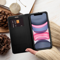 Apple iPhone 16 Plus Book Handytaschen LUNA Book Carbon Kohlenstoff-Faser, Elegant  Schwarz
