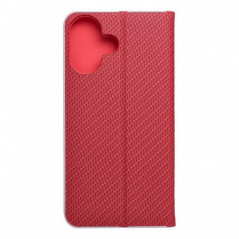 Apple iPhone 16 Book Handytaschen LUNA Book Carbon Kohlenstoff-Faser, Elegant  Rot