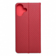 Apple iPhone 16 Plus Book Handytaschen LUNA Book Carbon Kohlenstoff-Faser, Elegant  Rot