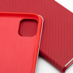 Apple iPhone 16 Plus Book Handytaschen LUNA Book Carbon Kohlenstoff-Faser, Elegant  Rot