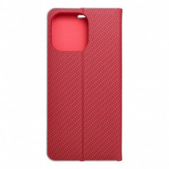 Apple iPhone 16 Pro Max Book Handytaschen LUNA Book Carbon Kohlenstoff-Faser, Elegant  Rot