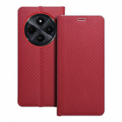 XIAOMI Redmi 14C Book Handytaschen LUNA Book Carbon Kohlenstoff-Faser, Elegant  Rot