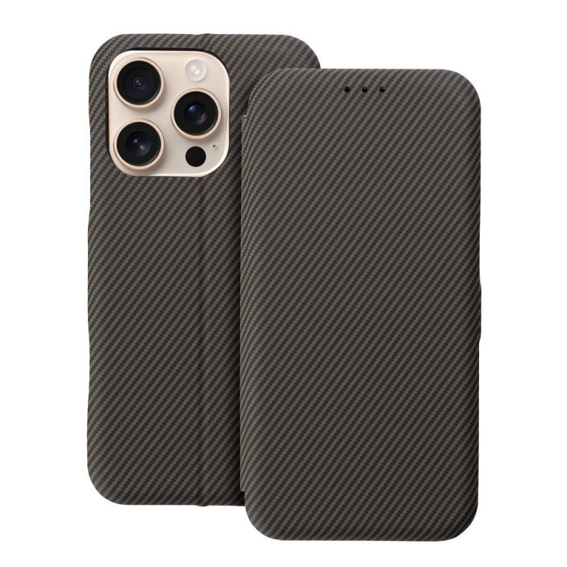 Apple iPhone 16 Pro Book Handytaschen FOLIO Side Magnet Elegant, Kohlenstoffmuster Braun Apple iPhone 16 Pro Book Handytaschen FOLIO Side Magnet Elegant, Kohlenstoffmuster Braun
