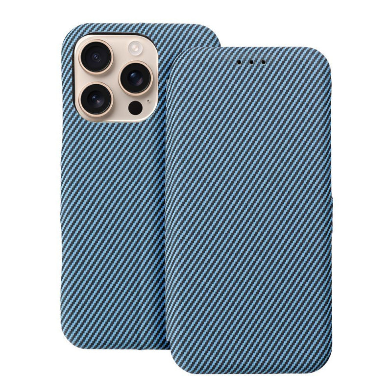 Apple iPhone 16 Plus Book Handytaschen FOLIO Side Magnet Elegant, Kohlenstoffmuster Blau Apple iPhone 16 Plus Book Handytaschen FOLIO Side Magnet Elegant, Kohlenstoffmuster Blau