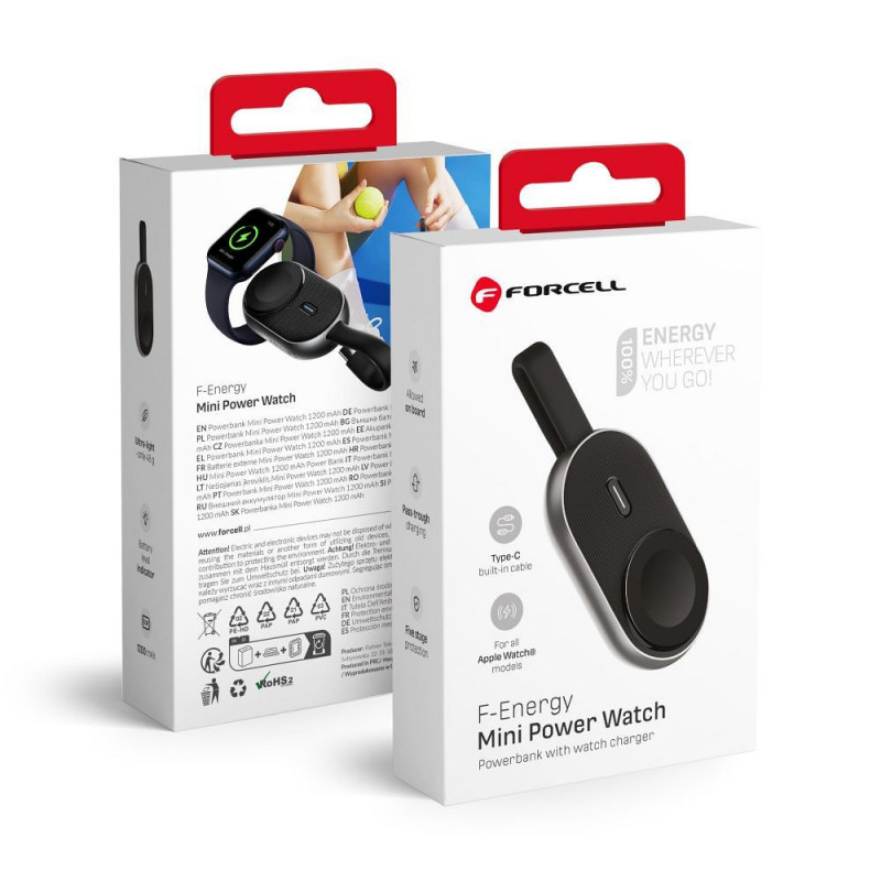 Forcell Power bank F-ENERGY Mini Power Watch 1A 2,5W 1200 mAh schwarz Forcell Power bank F-ENERGY Mini Power Watch 1A 2,5W 1200 mAh schwarz