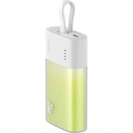 Baseus Power bank PPKDC05I 5200 mAh mit eingebautem Kabel Lightning + Kabel Typ C auf Typ C PD QC 2,4A 20W weißgrün
