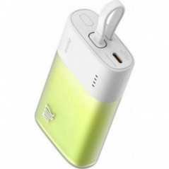Baseus Power bank PPKDC05I 5200 mAh mit eingebautem Kabel Lightning + Kabel Typ C auf Typ C PD QC 2,4A 20W weißgrün