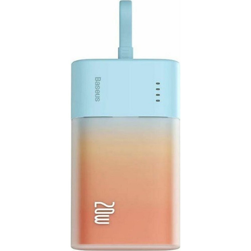 Baseus Power bank PPKDC05I 5200 mAh mit eingebautem Kabel Lightning + Kabel Typ C auf Typ C PD QC 2,4A 20W blauorange Baseus Power bank PPKDC05I 5200 mAh mit eingebautem Kabel Lightning + Kabel Typ C auf Typ C PD QC 2,4A 20W blauorange