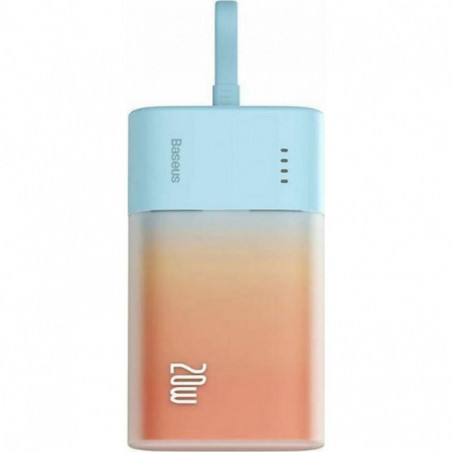 Baseus Power bank PPKDC05I 5200 mAh mit eingebautem Kabel Lightning + Kabel Typ C auf Typ C PD QC 2,4A 20W blauorange