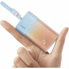 Baseus Power bank PPKDC05I 5200 mAh mit eingebautem Kabel Lightning + Kabel Typ C auf Typ C PD QC 2,4A 20W blauorange