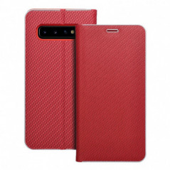 Samsung Galaxy S10 Book Handytaschen LUNA Book Carbon Kohlenstoff-Faser, Elegant  Rot