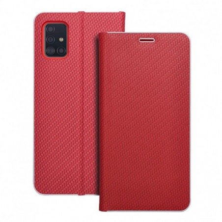Samsung Galaxy A51 5G Book Handytaschen LUNA Book Carbon Kohlenstoff-Faser, Elegant  Rot