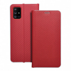 Samsung Galaxy A71 LTE Book Handytaschen LUNA Book Carbon Kohlenstoff-Faser, Elegant  Rot