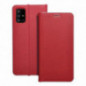 Samsung Galaxy A71 LTE Book Handytaschen LUNA Book Carbon Kohlenstoff-Faser, Elegant  Rot