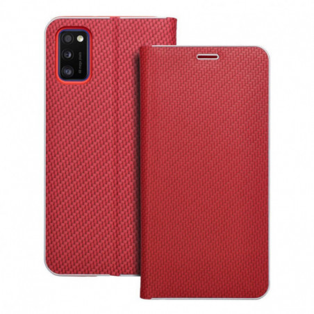 Samsung Galaxy A41 Book Handytaschen LUNA Book Carbon Kohlenstoff-Faser, Elegant  Rot