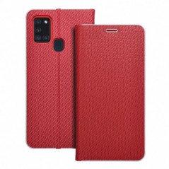 Samsung Galaxy A21s Book Handytaschen LUNA Book Carbon Kohlenstoff-Faser, Elegant  Rot