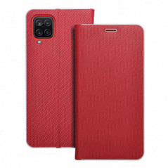 Samsung Galaxy A12 Book Handytaschen LUNA Book Carbon Kohlenstoff-Faser, Elegant  Rot