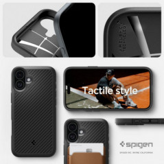 Apple iPhone 16 Gehärtete Abdeckung Spigen Armor Schwarz