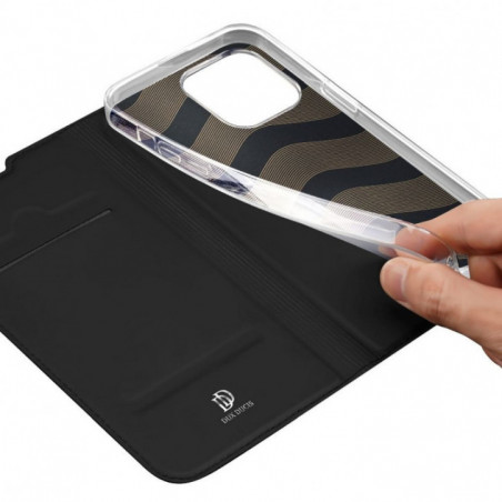 Apple iPhone 14 Pro Max Hülle Dux Ducis Leather Schwarz