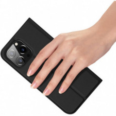Apple iPhone 15 Pro Hülle Dux Ducis Leather Schwarz