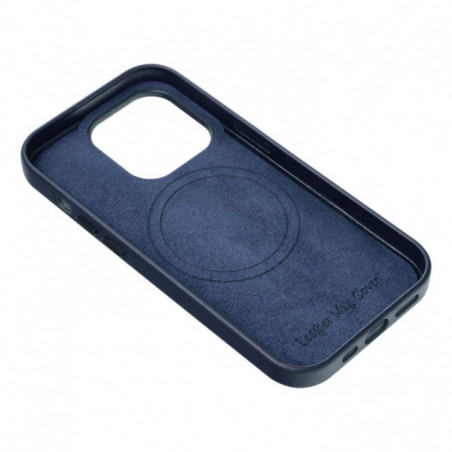 Samsung Galaxy S25 Plus Hülle Leather Mag Cover Elegant  MagSAFE  Indigoblau