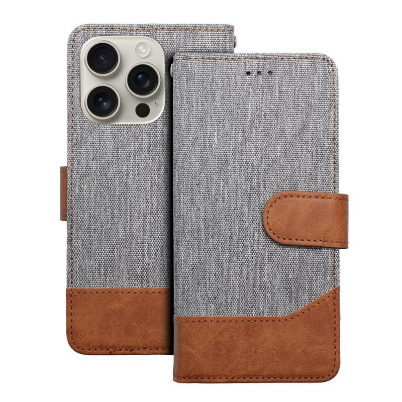 Apple iPhone 16e Book Handytaschen JEANS Elegant Grau Apple iPhone 16e Book Handytaschen JEANS Elegant Grau