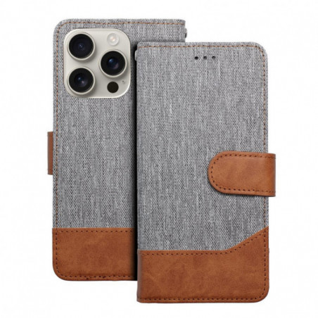 Apple iPhone 16e Book Handytaschen JEANS Elegant  Grau