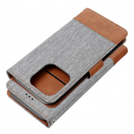 Apple iPhone 16e Book Handytaschen JEANS Elegant  Grau